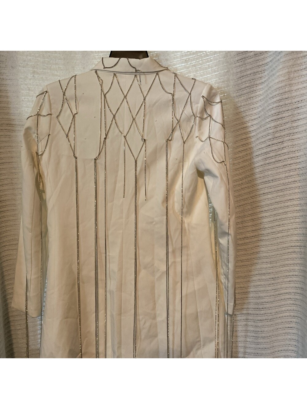 White Blazer With Stones. New, Size M Has A Couple  Stains On Sleeve